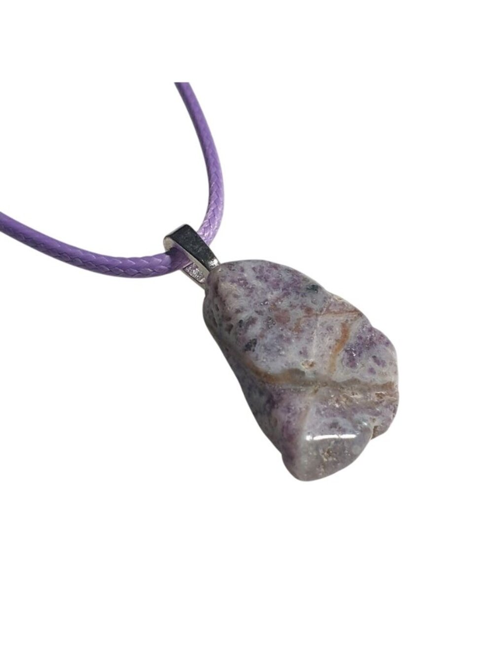 Purple Necklace Natural Polished Stone Pendant Lobster Clasp Adjustable Jewelry